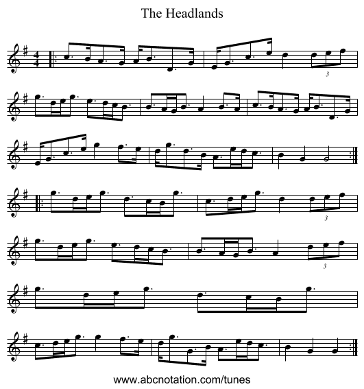 The Headlands - staff notation