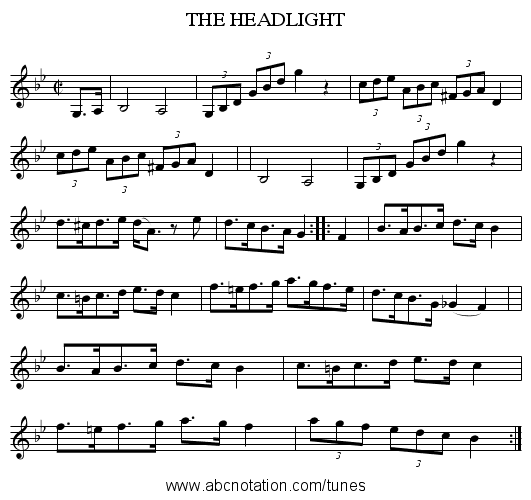 THE HEADLIGHT - staff notation