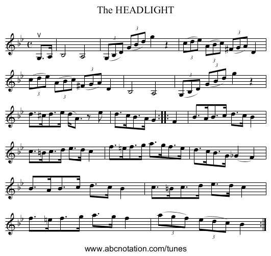 The HEADLIGHT - staff notation