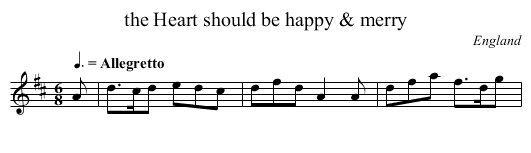 the Heart should be happy & merry - staff notation