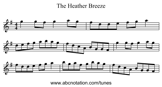 The Heather Breeze - staff notation