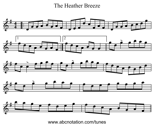 The Heather Breeze - staff notation