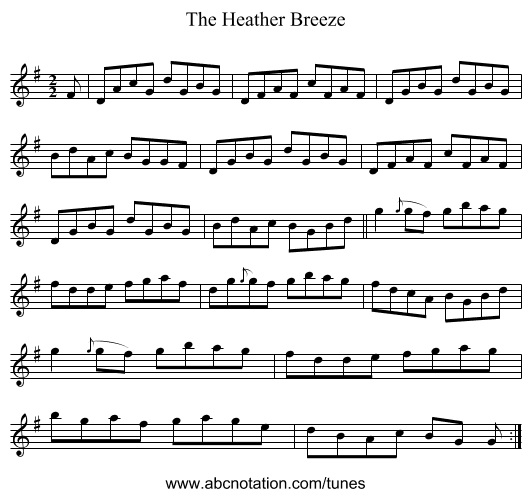 The Heather Breeze - staff notation