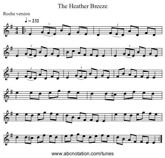 The Heather Breeze - staff notation