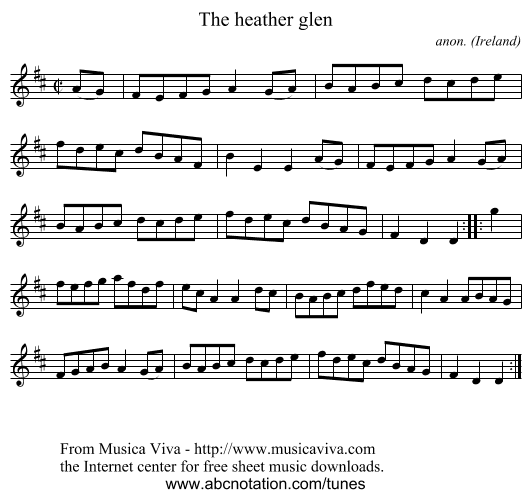 The heather glen - staff notation
