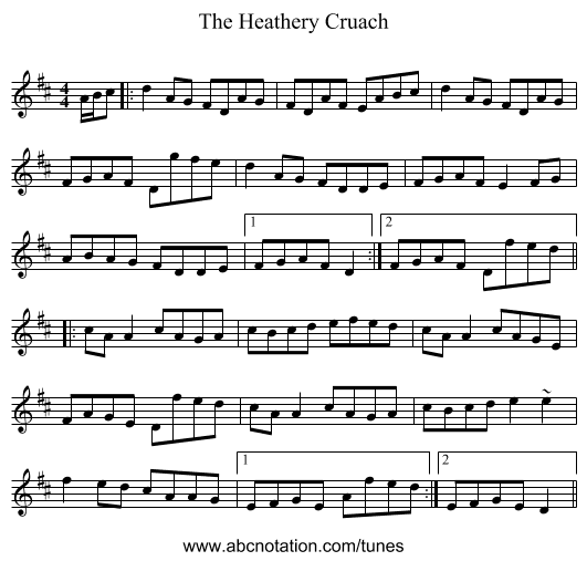 The Heathery Cruach - staff notation