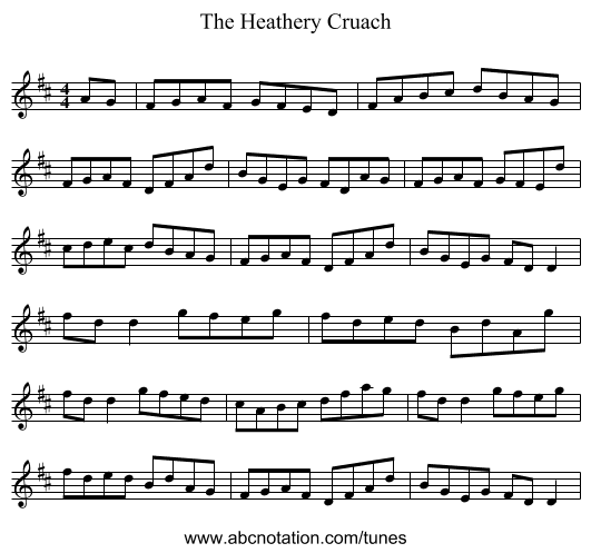 The Heathery Cruach - staff notation