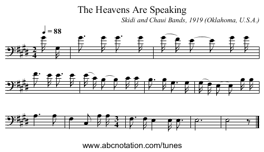 The Heavens Are Speaking - staff notation
