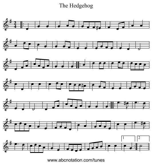 The Hedgehog - staff notation