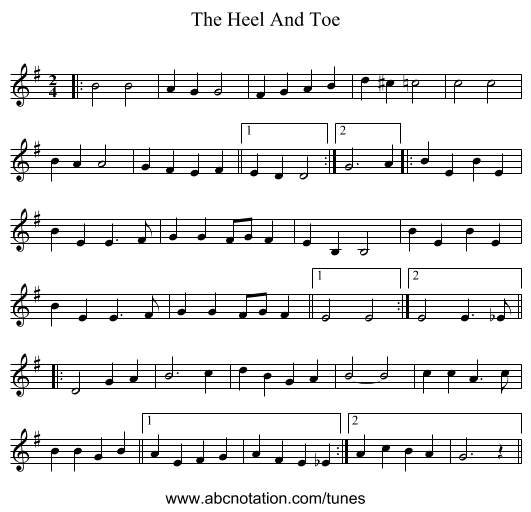 The Heel And Toe - staff notation