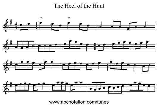 The Heel of the Hunt - staff notation