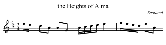 the Heights of Alma - staff notation