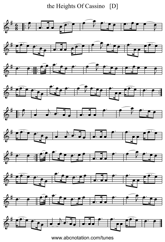 the Heights Of Cassino   [D] - staff notation