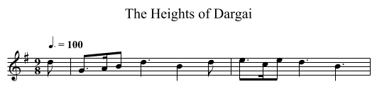 The Heights of Dargai - staff notation