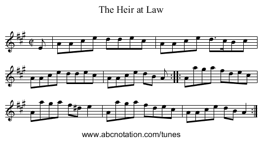 The Heir at Law - staff notation