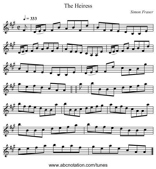 The Heiress - staff notation
