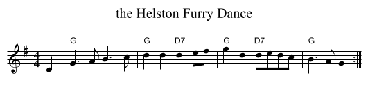 the Helston Furry Dance - staff notation