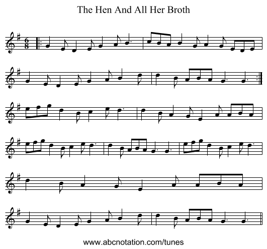 The Hen And All Her Broth - staff notation