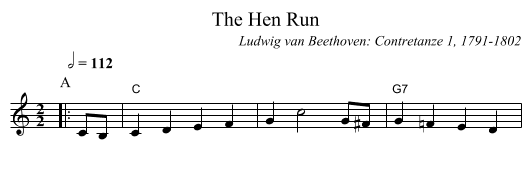 The Hen Run - staff notation