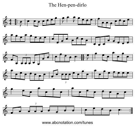 The Hen-pen-dirlo - staff notation