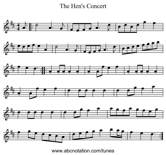 The Hen's Concert - staff notation