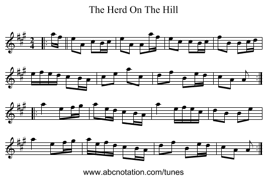 The Herd On The Hill - staff notation