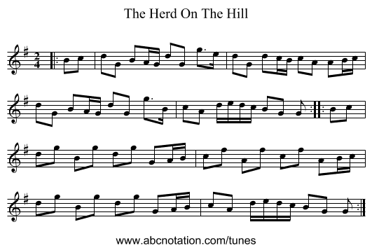 The Herd On The Hill - staff notation