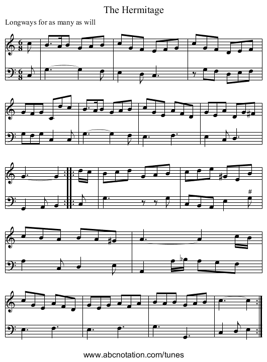 The Hermitage - staff notation