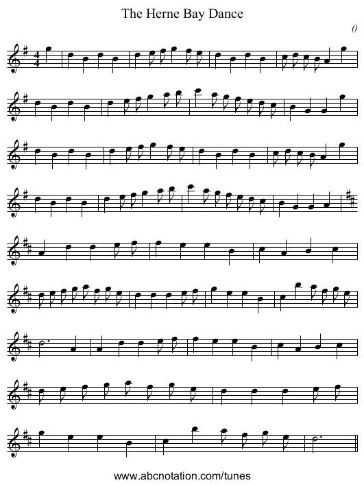 The Herne Bay Dance - staff notation