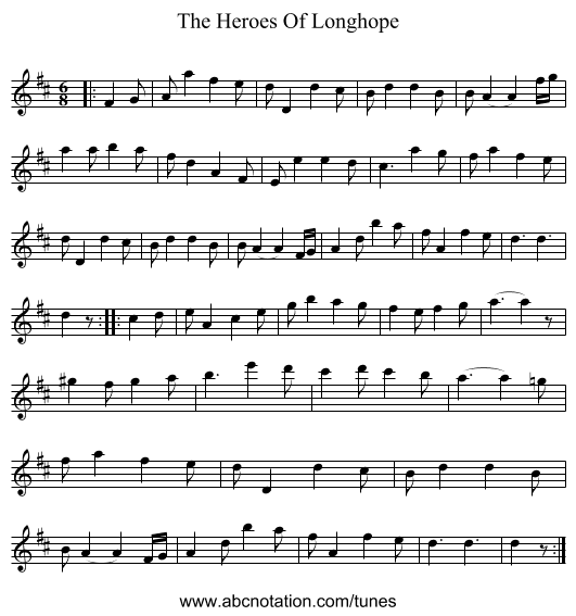 The Heroes Of Longhope - staff notation