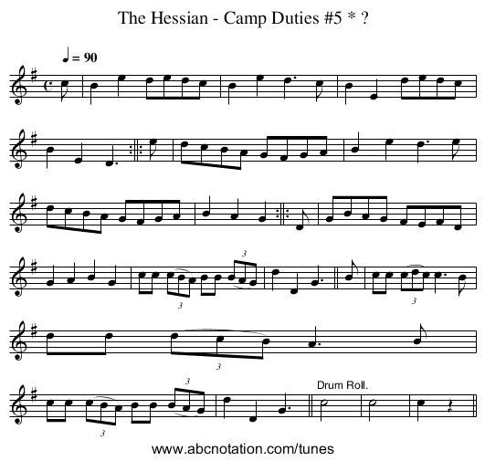 The Hessian - Camp Duties #5 * ? - staff notation