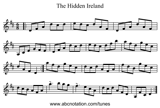 The Hidden Ireland - staff notation