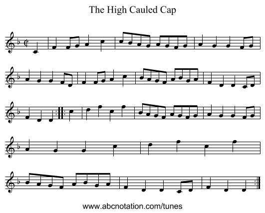 The High Cauled Cap - staff notation