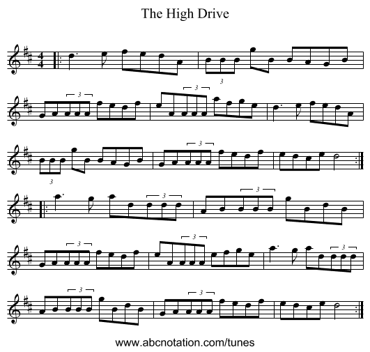 The High Drive - staff notation