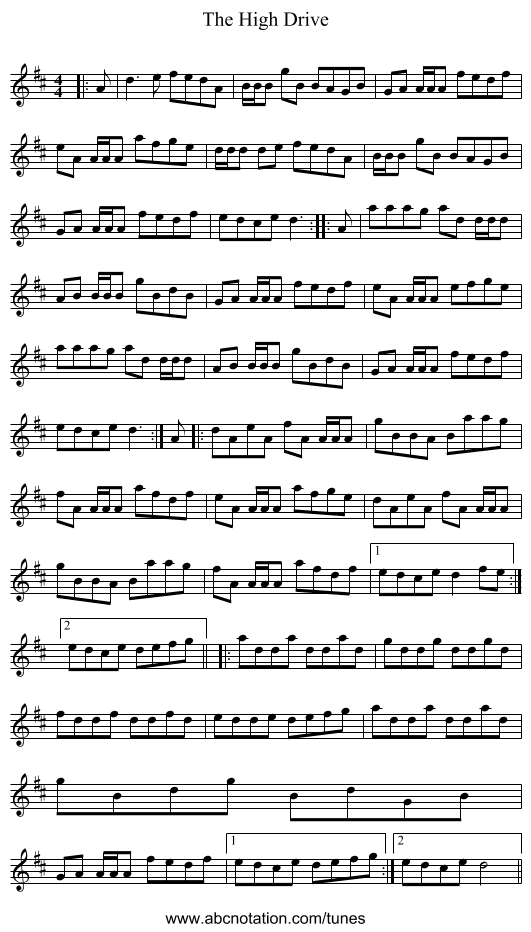 The High Drive - staff notation