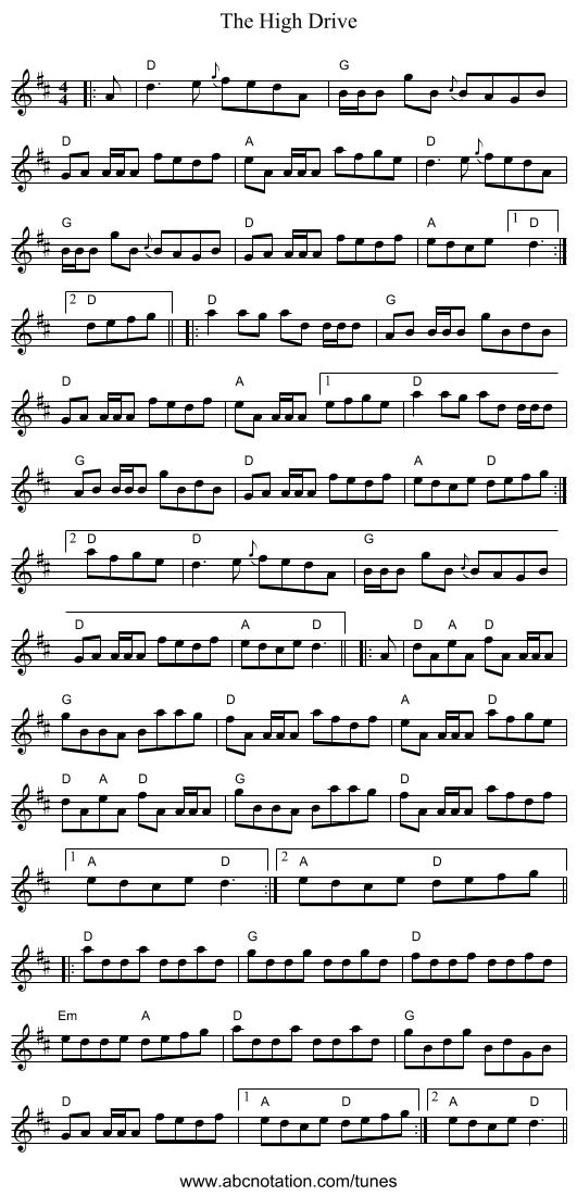 The High Drive - staff notation