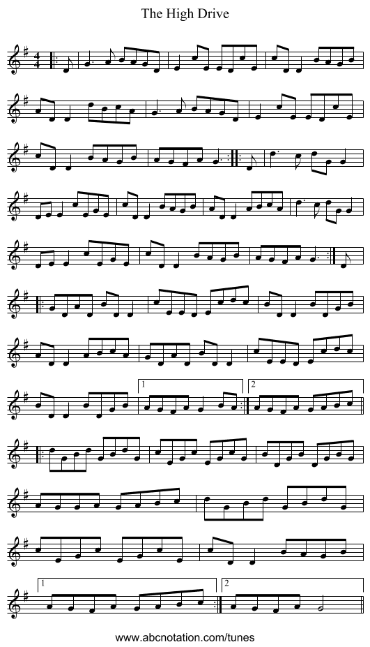 The High Drive - staff notation