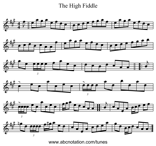 The High Fiddle - staff notation