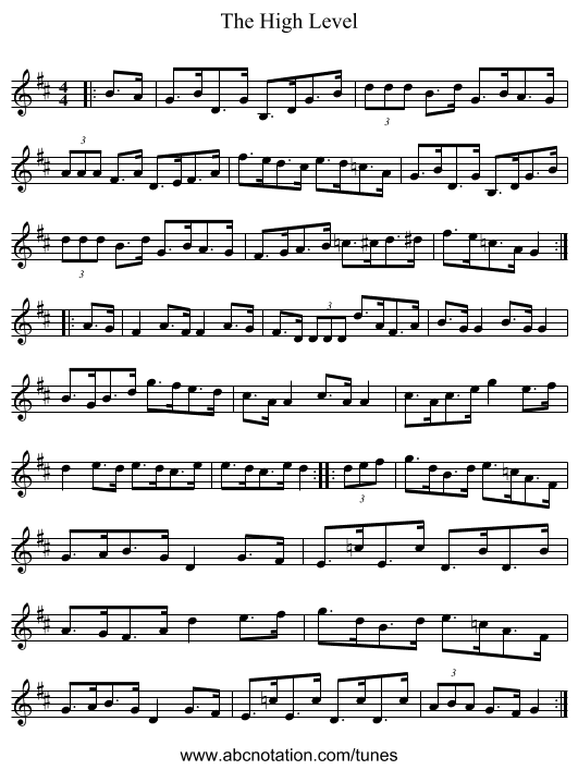 The High Level - staff notation