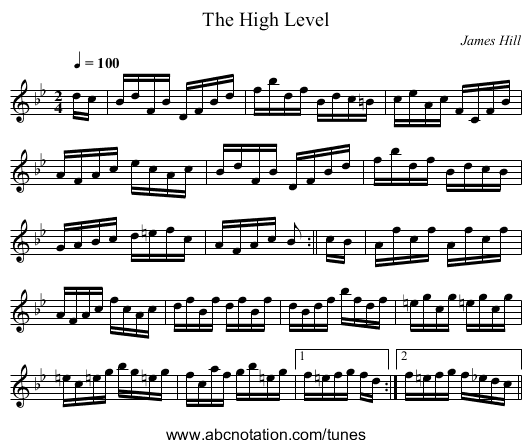 The High Level - staff notation
