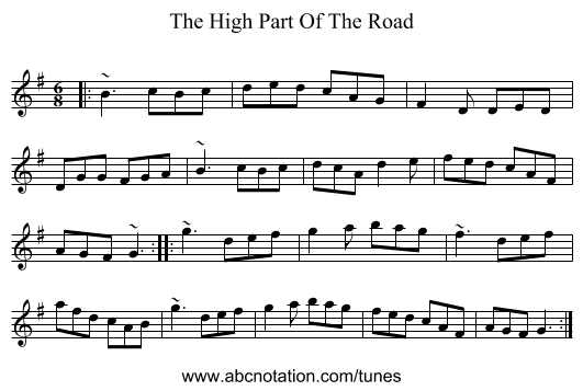 The High Part Of The Road - staff notation