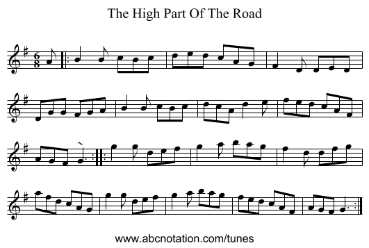The High Part Of The Road - staff notation