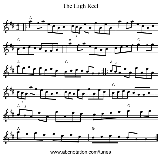 The High Reel - staff notation