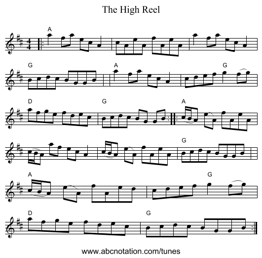 The High Reel - staff notation