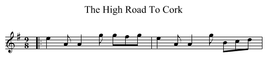 The High Road To Cork - staff notation
