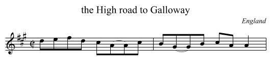 the High road to Galloway - staff notation