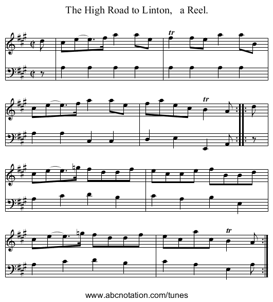 The High Road to Linton, a Reel. - staff notation