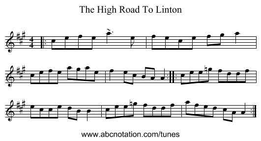 The High Road To Linton - staff notation