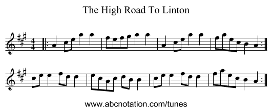 The High Road To Linton - staff notation