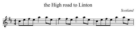 the High road to Linton - staff notation